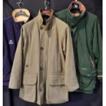 Three men's outdoor/country sporting garments including a reversible gilet by Outerbanks, a tweed