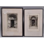 Albany E. Howarth (1872-1936) - Two etchings: 'West Door Rochester', 32 x 20 cm; 'The Prior's