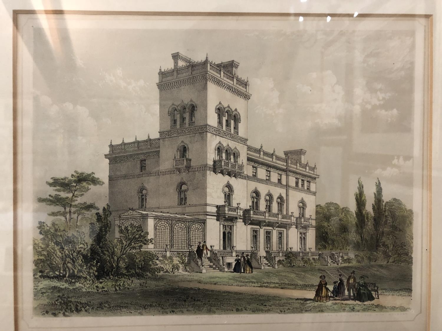 Four framed prints: Joseph Nash, View of the Wollaton Hall, with a gardener cleaning by a fountain - Image 7 of 9