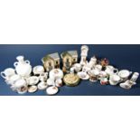 A large collection of miniature ceramics in a Victorian style including Wedgwood Jasperwares,