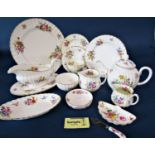 A collection of Worcester Roanoke floral dinner and tea wares