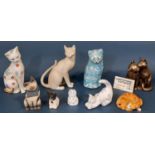 Large collection of whimsical cats, mainly in ceramics, together with a Victorian meat plate with