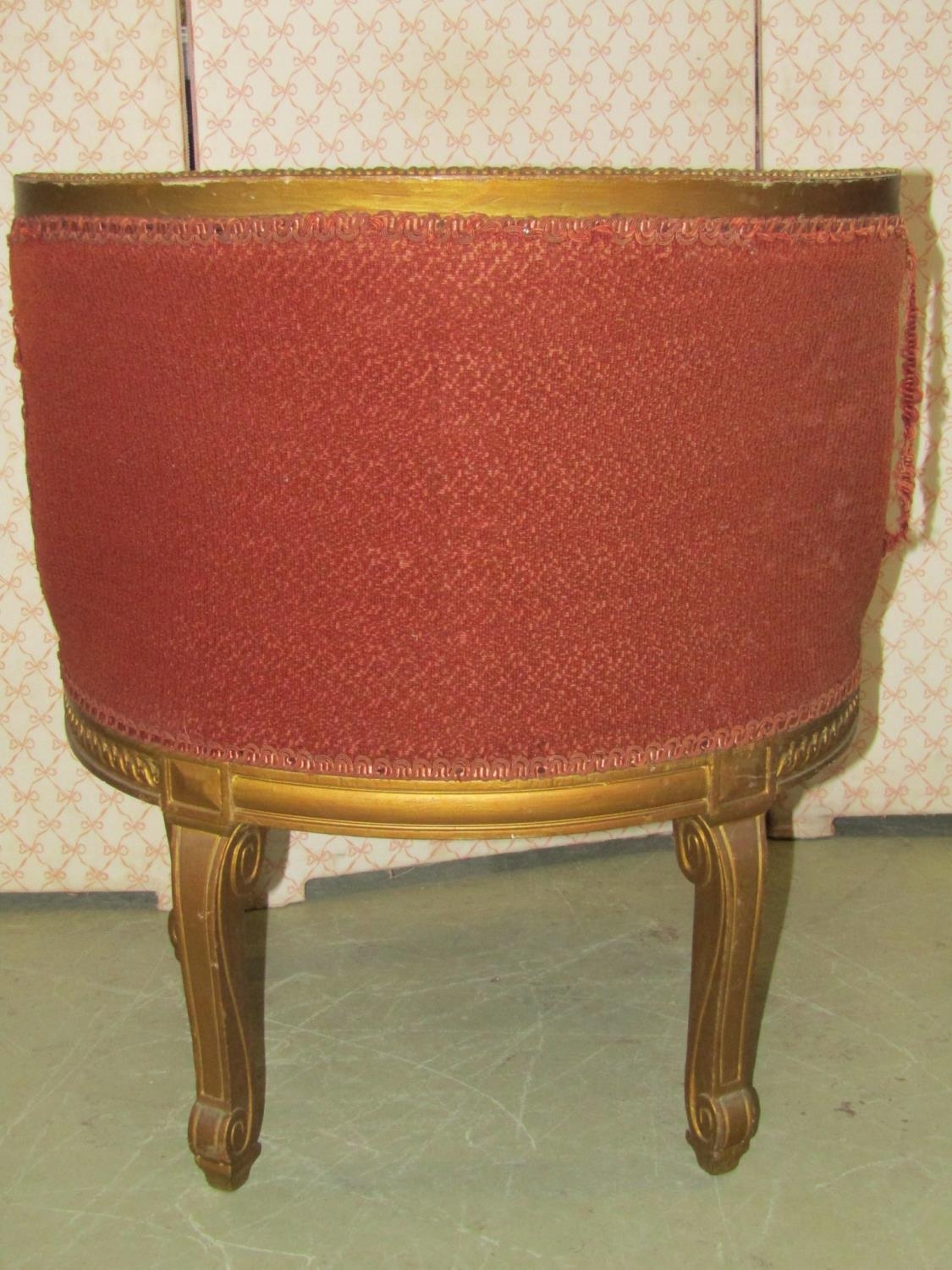 A small salon chair with gilt wood frame and upholstered seat - Image 2 of 2