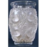 A Lalique Bagatelle frosted and clear crystal glass vase, engraved signature Lalique R France to the