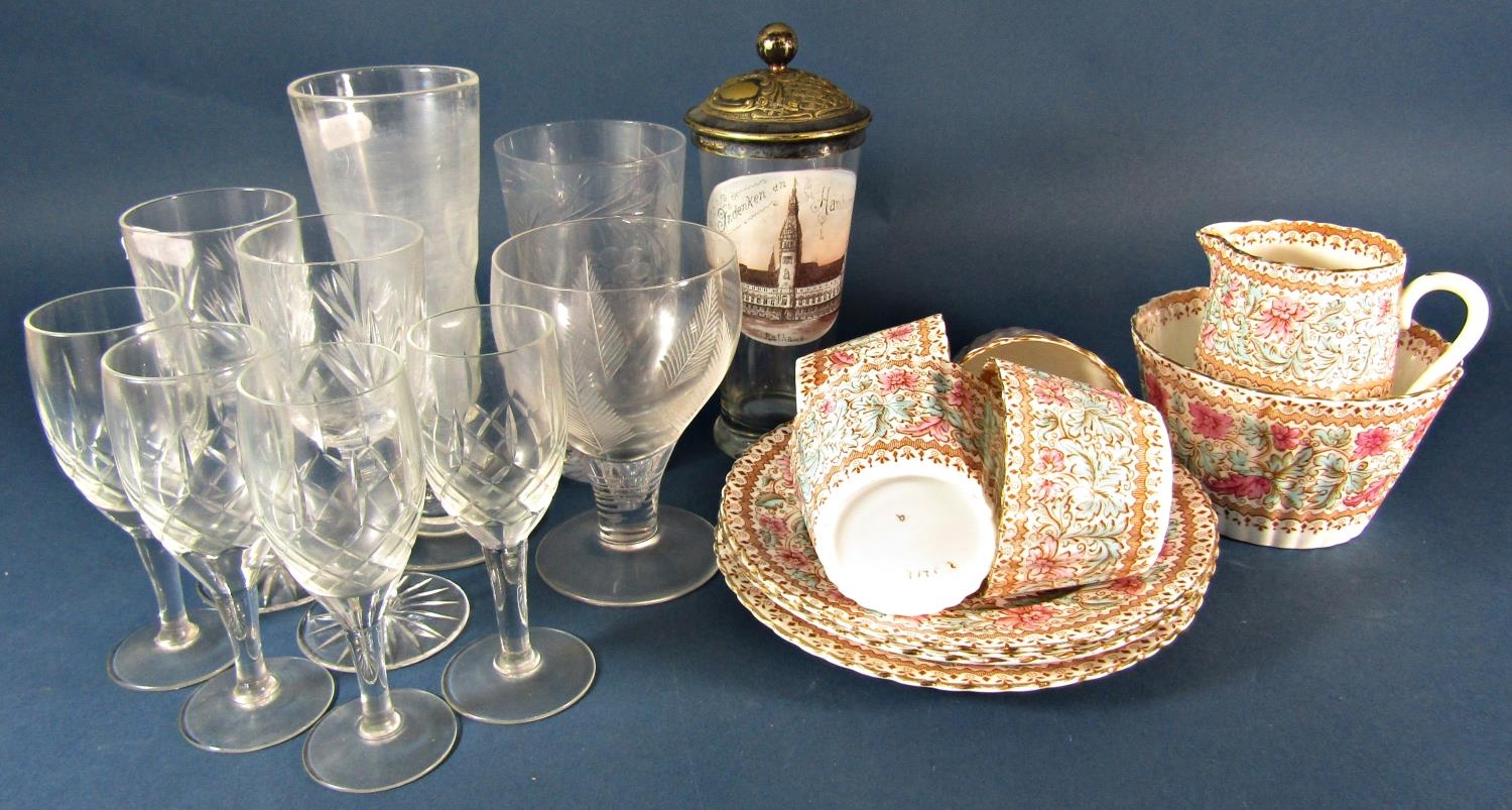 A miscellaneous collection of glassware including decorative floral hock glasses, vases, Georgian - Image 2 of 2