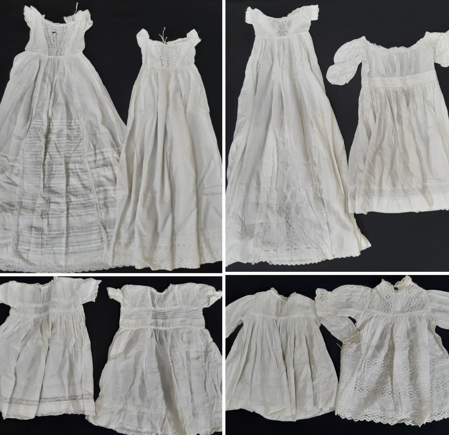 Eight late 19th/ early 20th century good quality baby gowns, mostly hand stitched, with various - Image 2 of 8