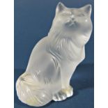 A Lalique frosted glass cat “Heggie” with an engraved signature Lalique France, 9cm high approx.