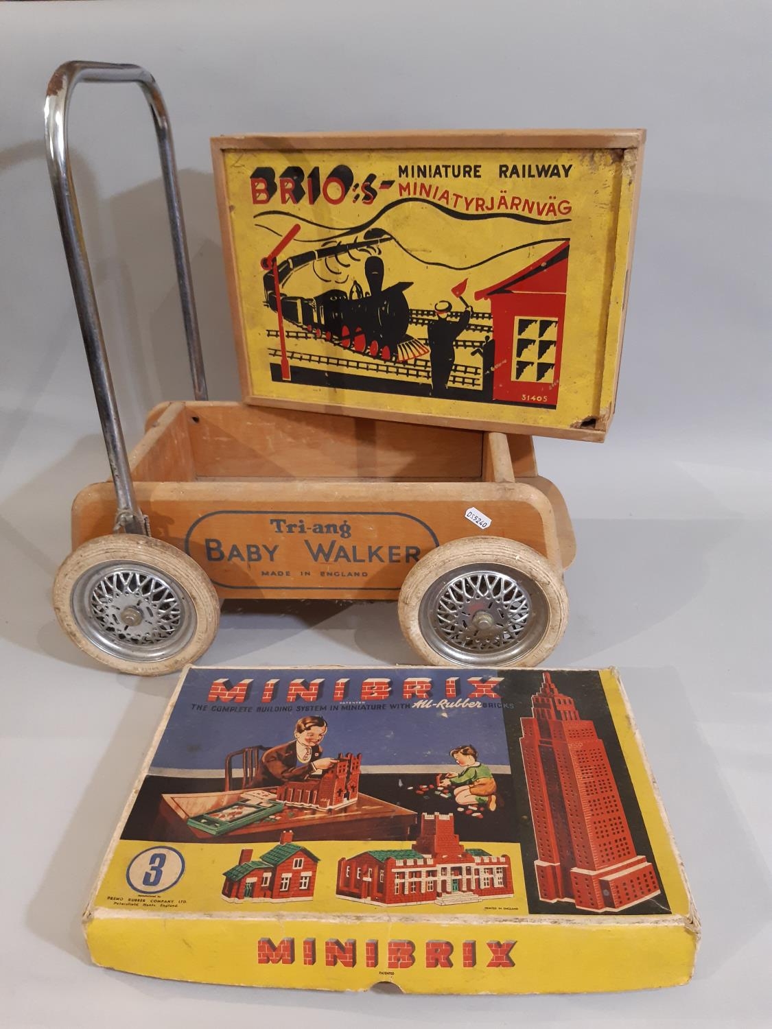 Vintage toys including 'Giner' pond yacht, large multi levelled toy garage, (both for - Image 2 of 7