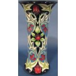 Moorcroft trumpet shaped vase with floral detail, limited edition 109/250, dated 2004