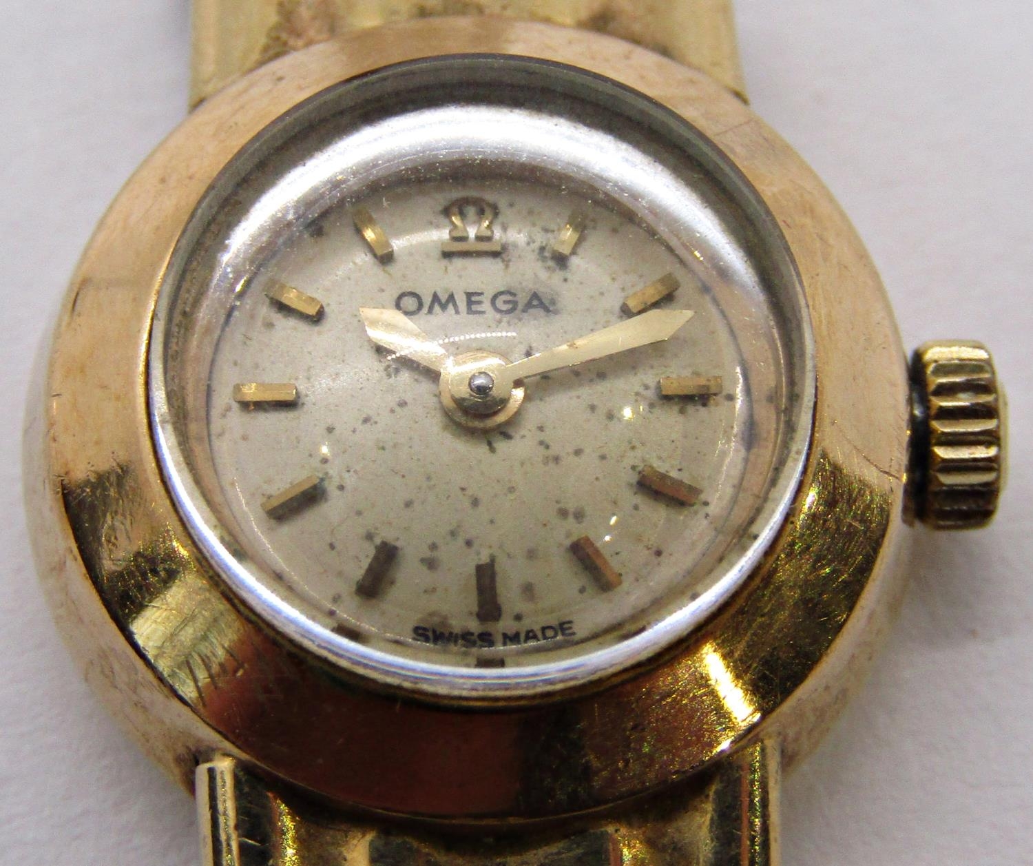 Vintage Omega ladies cocktail wristwatch, 9ct gold case and bracelet, (broken) 22gms all in