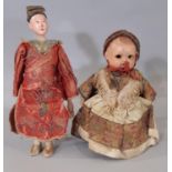 2 antique souvenir dolls comprising a Chinese Opera Doll in traditional dress height 27cm and a