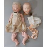 1920's 'My Dream Baby' small bisque head doll by Armand Marseille with composition body in period