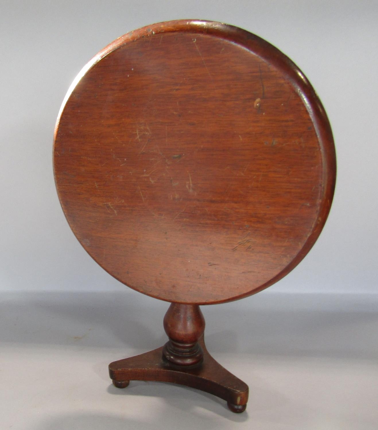 An apprentice piece Georgian style mahogany circular tilt top tripod table. - Image 2 of 2