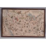 Edward McCandlish - 'Bootlegger's Map of The United States', hand-coloured print, 56 x 88 cm, framed