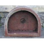 A salt glazed D shaped garden trough with circular drainage hole, 56 cm wide x 45 cm x 17 cm high (