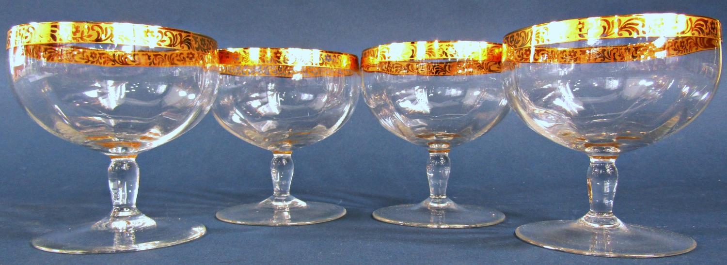 A quantity of very fine Victorian glasses, four gold rimmed Champagne bowls - Image 5 of 6