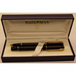 Waterman Laureat brown tortoiseshell marble fountain and ballpoint pen set, boxed