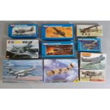 10 boxed 1:72 scale model aircraft kits including kits by Airfix, Hasegawa, Novo, Matchbox and