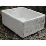 A reclaimed white glazed stoneware butlers sink 60 cm long x 46 cm wide x 26 cm high together with a