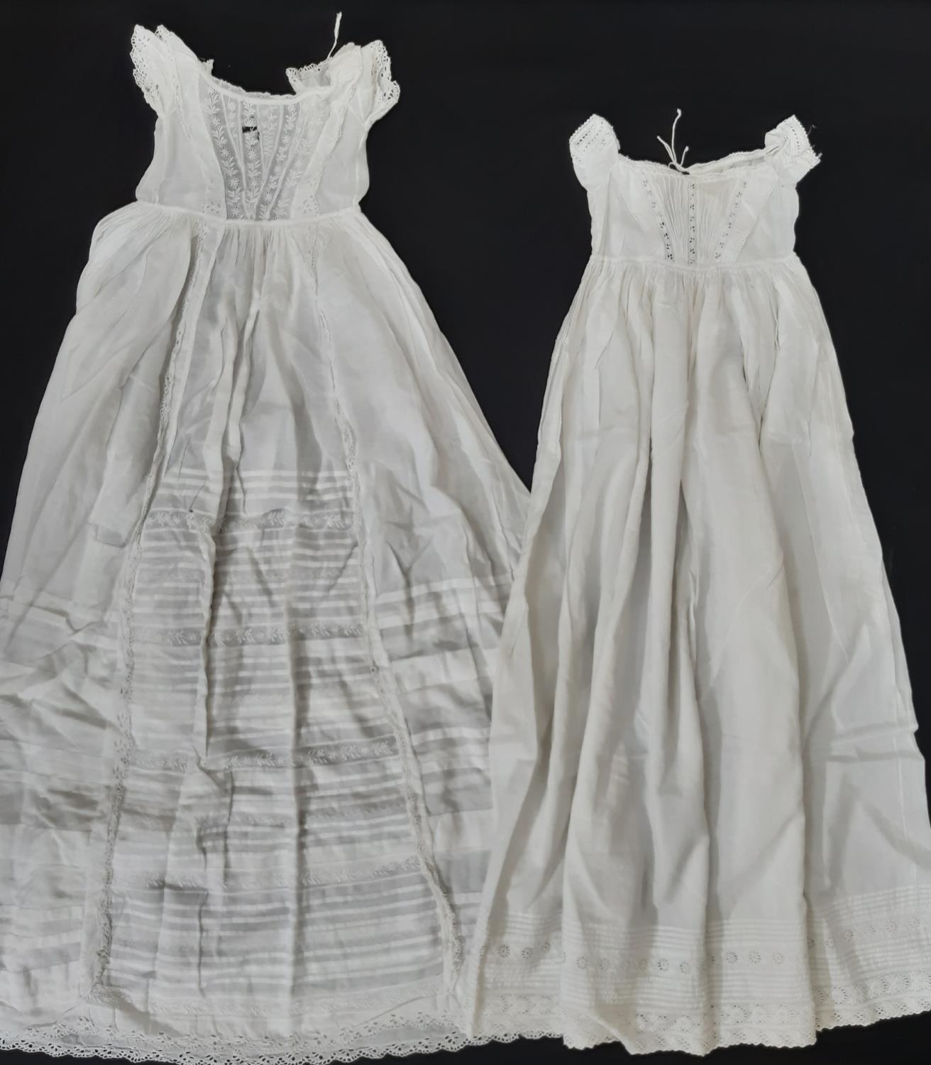 Eight late 19th/ early 20th century good quality baby gowns, mostly hand stitched, with various