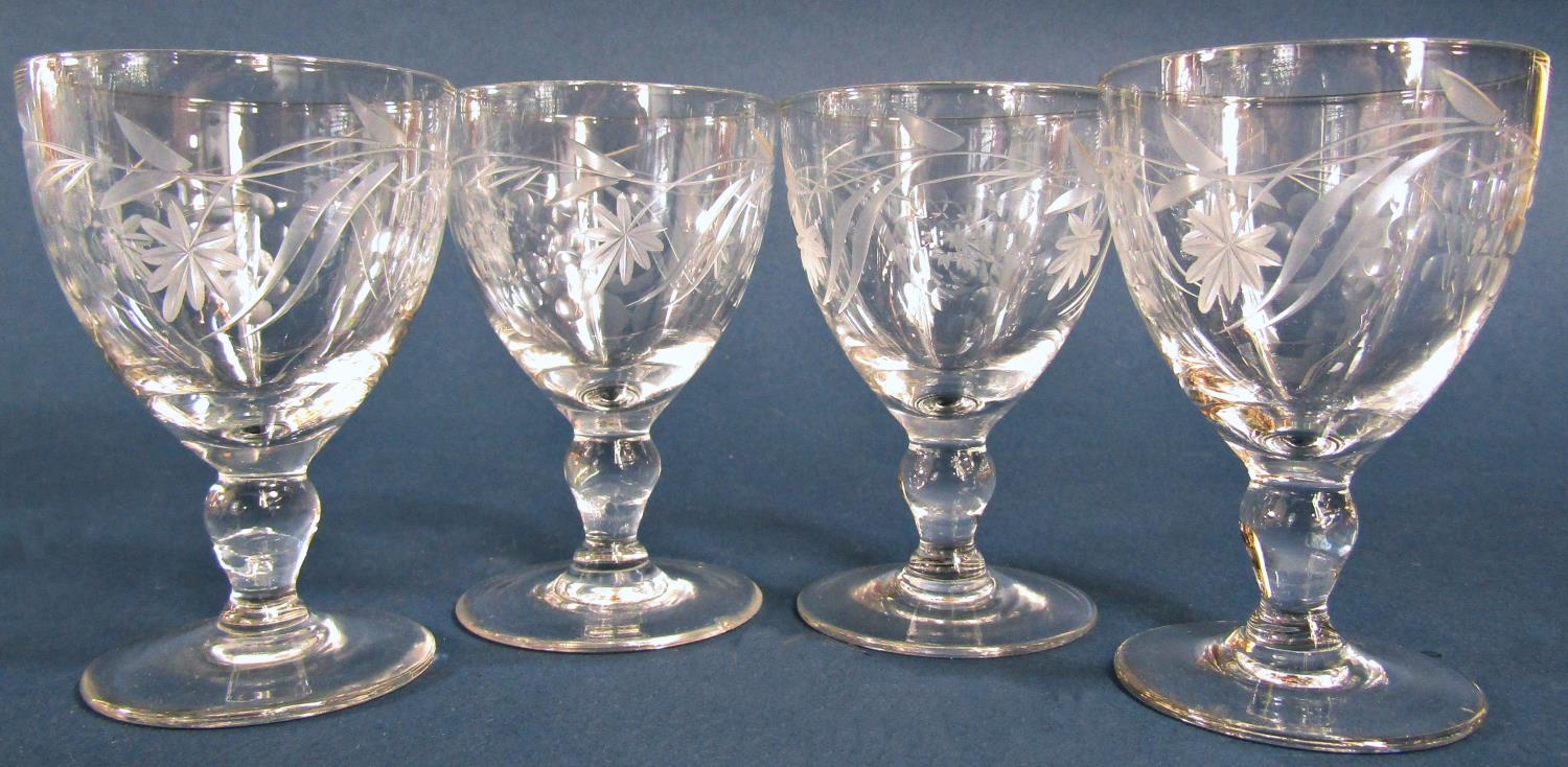 A quantity of very fine Victorian glasses, four gold rimmed Champagne bowls - Image 3 of 6