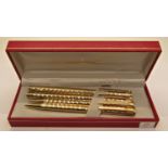 Sheaffer Fasion 270 gold plated fountain, rollerball and ballpoint pens and pencil set, boxed