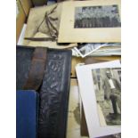 A box of photograph albums and photographs mostly black and white dating from the early 20th century