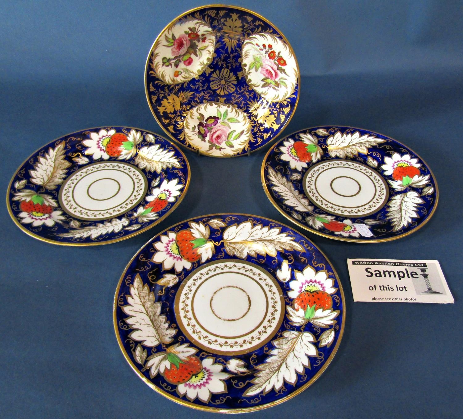 A collection of early/mid 19th century ceramics comprising various plates, coffee cans, in a blue
