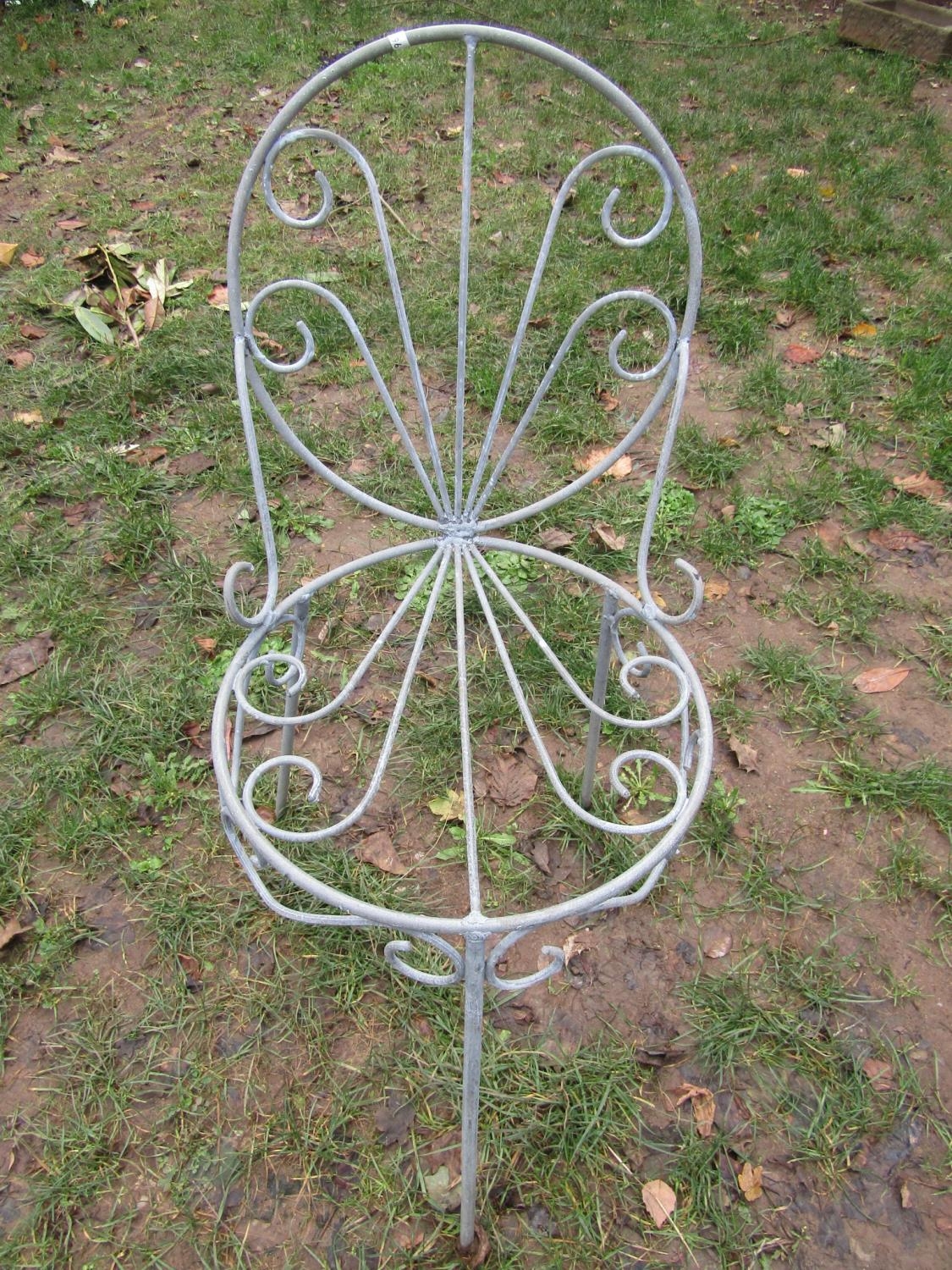 A cast aluminium garden terrace table with pierced scrolling foliate panelled top and swept - Image 3 of 3