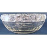 A Lalique Mesanges clear crystal bowl, with a rubbed Lalique France signature to the base, 25cm