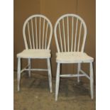 Three vintage Ercol (2&1) hoop and stick back dining chairs with later painted finish