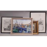 Four framed works to include: E.E. Turner - watercolour on paper; Hugh Courtenay Knollys (1918-2006)