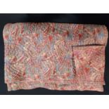 Impressive vintage quilt, reversible in cotton paisley prints, quilted in running stitch and with