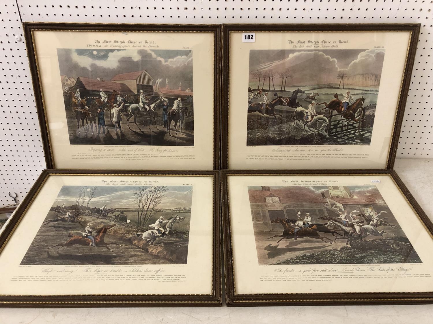 After Henry Thomas Alken - Set of four colour prints of 'The First Steeple-Chase on Record' prints