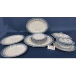 An extensive blue and white transfer printed dinner service in the Venice pattern by Wood & Sons,