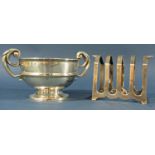 A silver late Victorian double handled trophy with scrolled handles, Birmingham 1898, maker J W