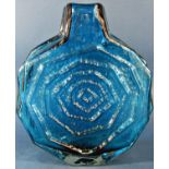 Whitefriars - Geoffrey Baxter: A Large Textured Range Banjo Glass Vase, in kingfisher blue, 31.5cm