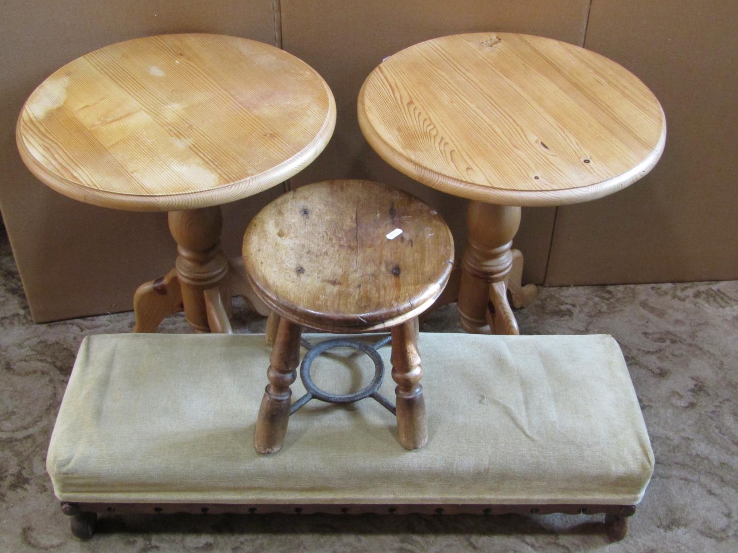 A Victorian foot/hearth stool of rectangular form with upholstered top raised on scrolled - Image 5 of 7