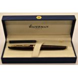 Waterman Carene fountain pen in a marine amber colourway with 18k nib, box, paperwork and cartridge,