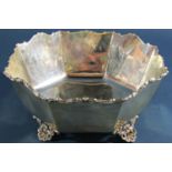 Silver octagonal shaped fruit bowl, raised on four scalloped feet, London 1930, makers marks rubbed,