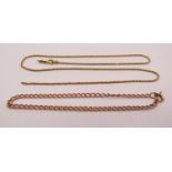 Italian 9ct chain necklace and a 9ct chain bracelet, 6.5g total (both af) (2)