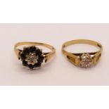 Two 9ct diamond set dress rings, 3.2g total