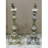 A pair of cast brass rococo style table lamps 45 cm (full height)