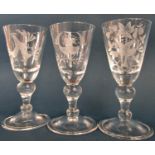 A limited edition set of The Caithness Engraving Christmas Goblet spanning the years 1975 - 1986