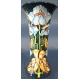 Moorcroft vase of drawn trumpet form, c. 2001, with floral detail