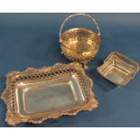 A late Victorian rectangular dish with filigree edge, London 1899 maker William Comyns & Sons, a