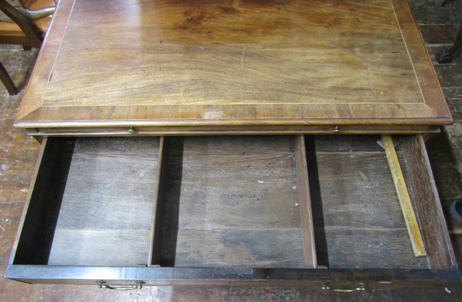 A Georgian mahogany and oak lined chest of four long graduated drawers enclosing a brush slide, - Image 4 of 4