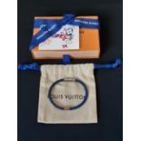 'Split Bracelet' by Louis Vuitton in blue leather with silver toned fastening, dust bag and box