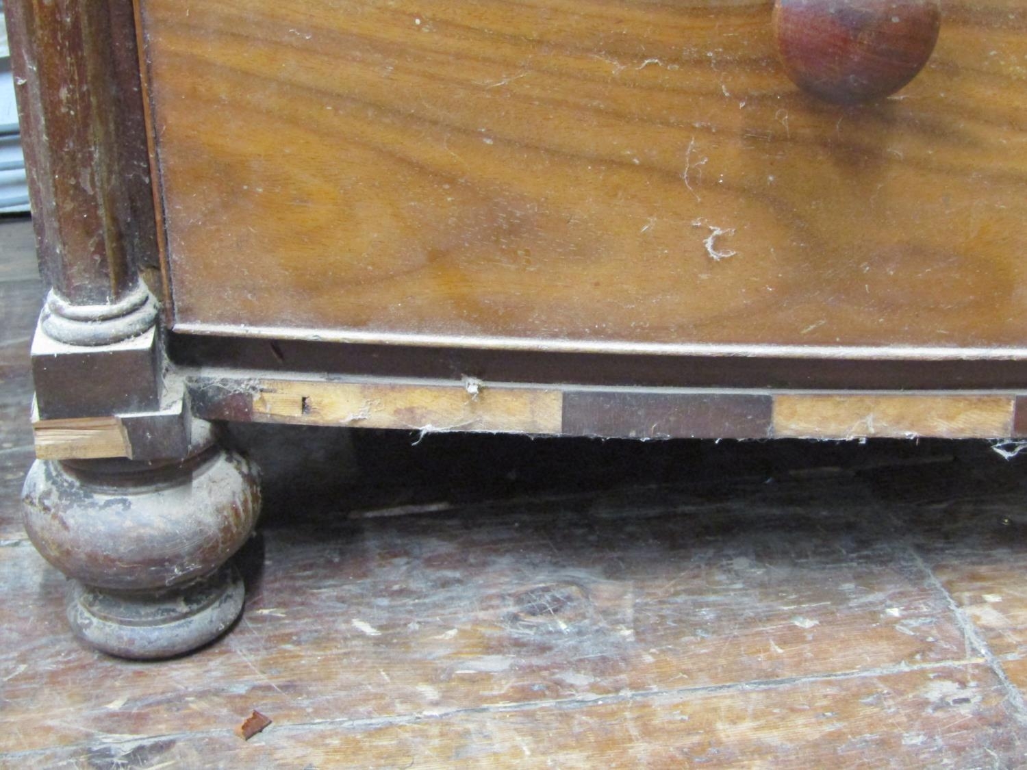 A regency mahogany secretaire bookcase, the base of bow fronted outline fitted with two deep - Image 5 of 5