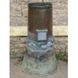 M.O. Tilting Syphon rain recorder Mark I REF No MET 562 in copper, weathered/verdigris, 85 cm high